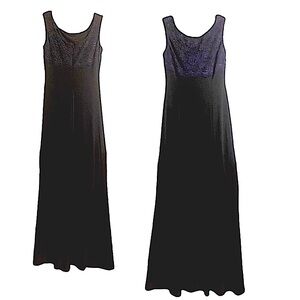 LRL Mob Wife Sophisticated Evening Maxi W6 Black Sleeveless Embroider Lace Sleek